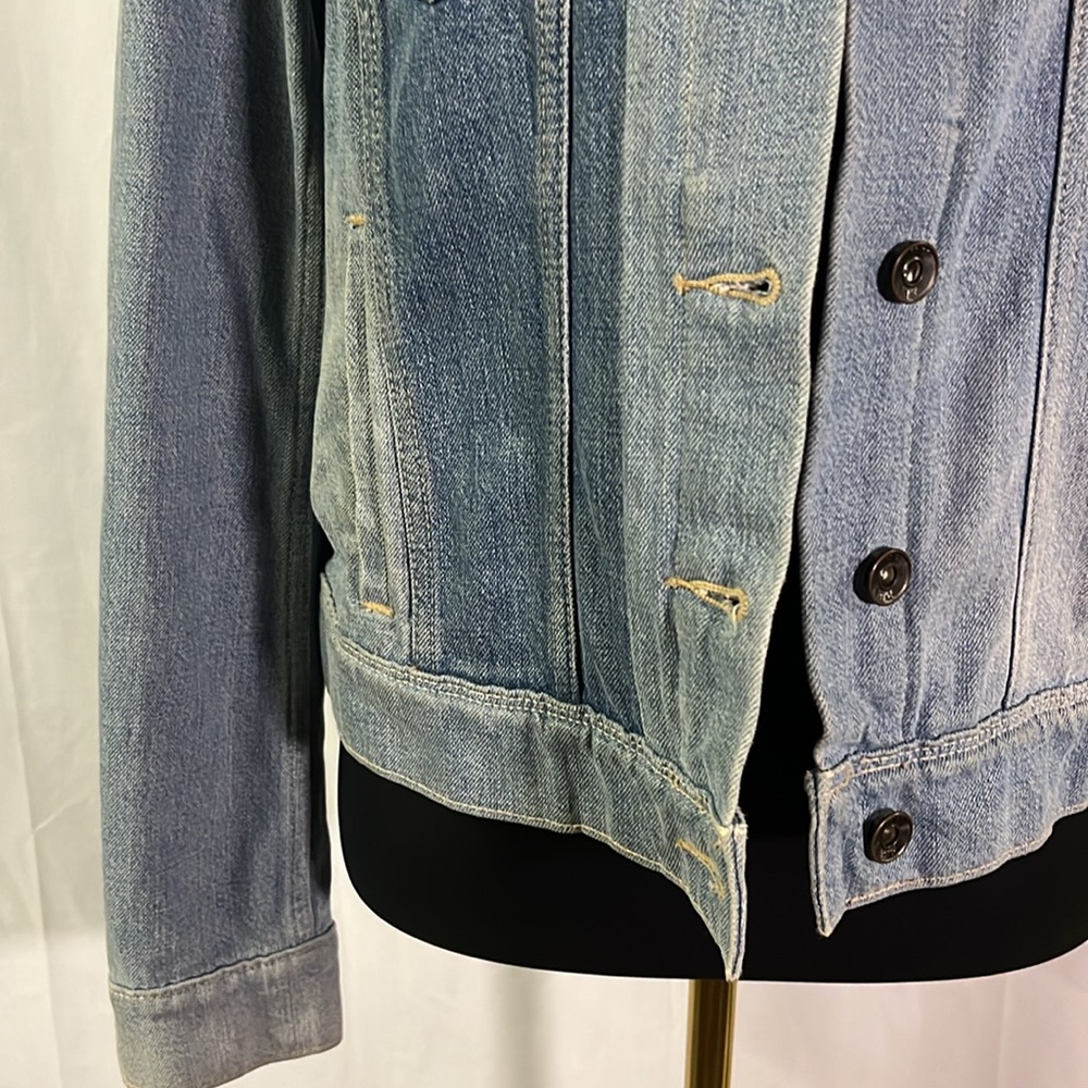 Paige Patchwork Denim Button Front Trucker Jacket - image 8